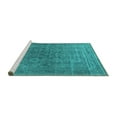 thumbnail image 2 of Ahgly Company Machine Washable Indoor Round Oriental Turquoise Blue Industrial Area Rugs, 4' Round, 2 of 4
