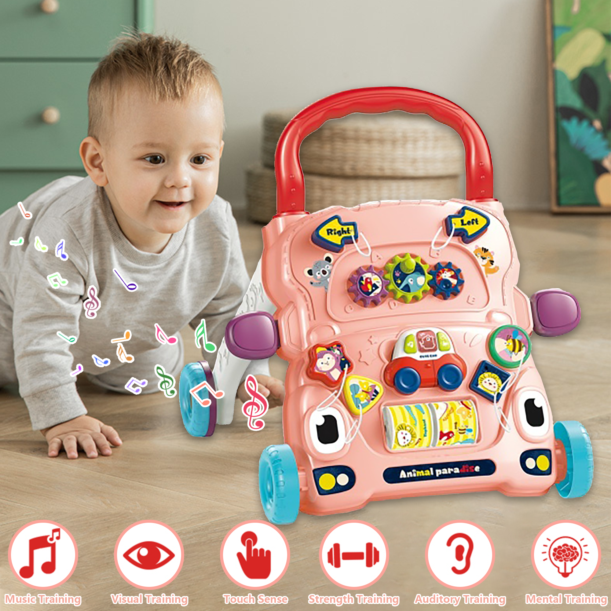 Richgv Baby Walker Sit to Stand Learning Walker Activity Center, Baby Push Walker Toys for 1 Year Old