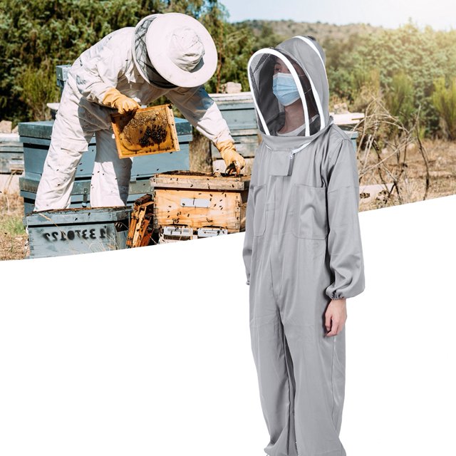 Dioche One-Piece Beekeeping Suit Protective Clothes Smock Dual Zippers Beekeeper UK