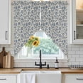 thumbnail image 6 of Light Blue Floral Swag Valances for Windows, Kitchen Curtains 36 Inch Length 2 Panels Set, Rustic Vintage Flowers Botanical Spring Short Curtains for Small Windows Rod Pocket Cafe Curtains 28"x36", 6 of 8