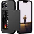 thumbnail image 1 of KOMI for iPhone 13 Case with Card Holder[Store 5 Cards] Dual Layer Heavy Duty Shockproof iPhone 13 Wallet Case with Hidden Card Slot Large Storage Case for iPhone 13 (Black), 1 of 5