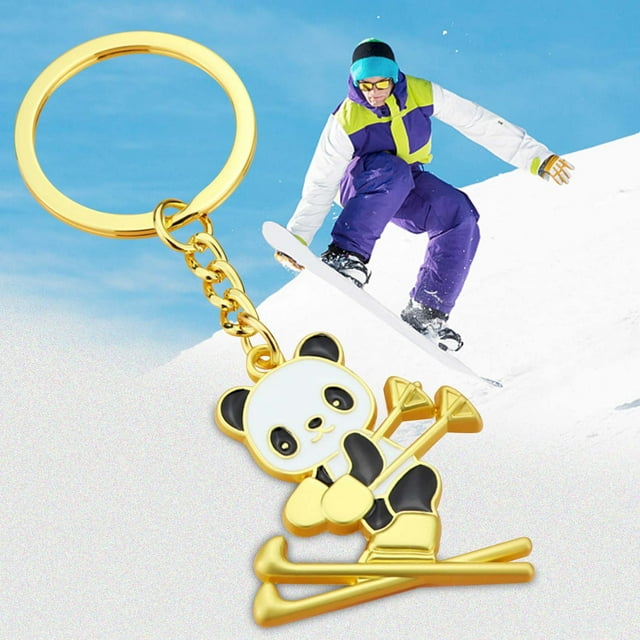 DPTALR Winter Sports Ski Keychain Ski Bear Snowboard Keychain Small Gift