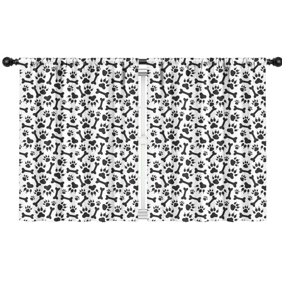 Blackout Kids Curtains,Paw Prints and Bones Childrens Insulated Curtains Set Of 2,Bedroom Essentials,Toddler Room Decor 42x54in(106x137cm)