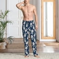 thumbnail image 5 of Uemuo Cute Rabbit Pattern Men's Wide Leg Palazzo Lounge Pants with Pockets Light Weight Loose Comfy Casual Pajama Pants-X-Large, 5 of 9