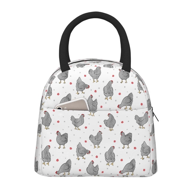 Balery Funny Chicken Bolsa de Almuerzo para Mujeres, Caja de Almuerzo, Bolsa de Almuerzo Pequeña Impermeable, Tote de Almuerzo Reutilizable con Gran Capacidad