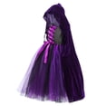 thumbnail image 5 of Xdegoge Kids Girls Halloween Vampire Dress Maxi Tulle Tutu Lace Up Sleeveless Tween Party Dresses Gothic Cosplay Costume with Hooded Cloak Carnival Festival Performance Wear, 5 of 8