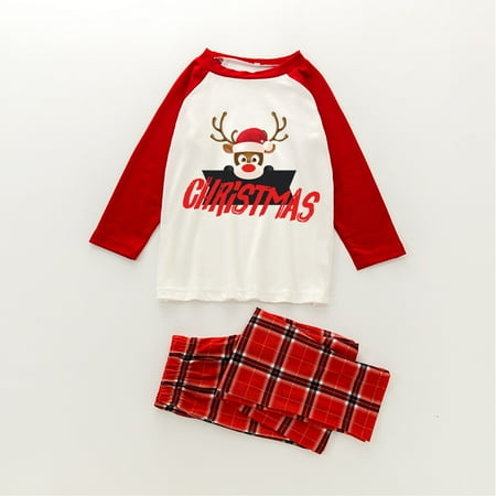 

PAXLYH Christmas Children Kids Print Blouse Tops And Pants Xmas Family Clothes Pajamas clothes