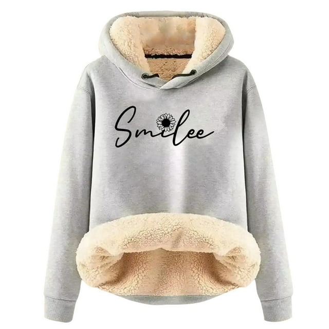 WEAIXIMIUNG Robe Sweat à Manches Courtes pour Femmes, Mode Automne et Hiver, Décontractée, avec Lettres, Épaisse, Chaude, Couleur Unie, Cardigan à Capuche en Agneau
