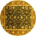thumbnail image 1 of Ahgly Company Machine Washable Indoor Round Oriental Yellow Industrial Area Rugs, 3' Round, 1 of 4
