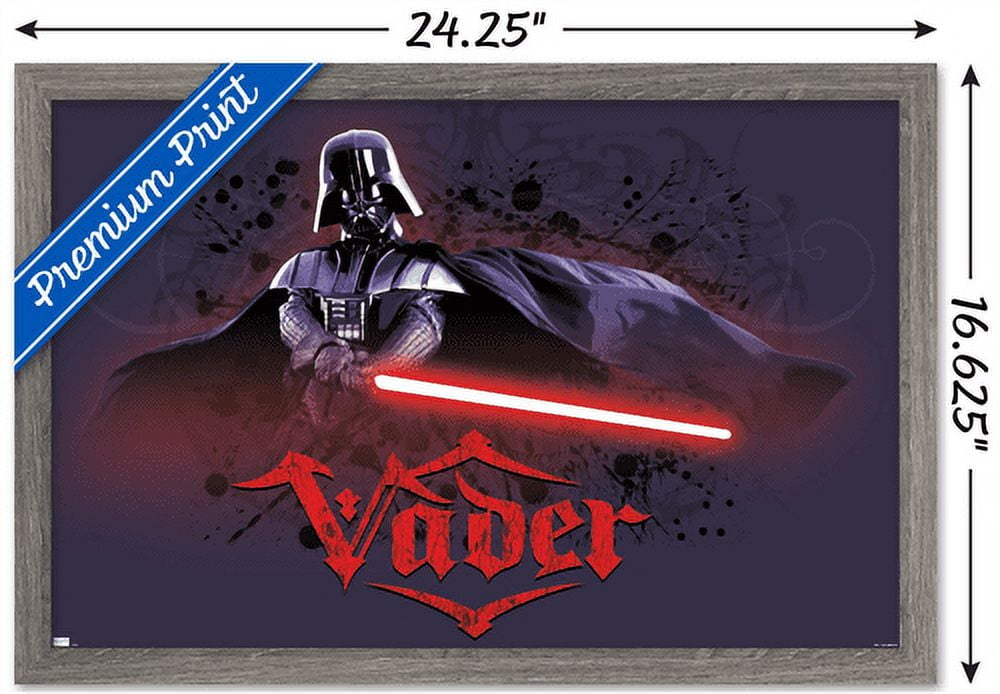 Star Wars: Original Trilogy - Vader Calligraphy Wall Poster, 14.725" x 22.375", Framed