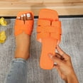 thumbnail image 4 of Miluxas Women Basic Plain Slippers Slip On Sandals Slides Casual Peep Toe Beach Orange 6.5(38), 4 of 4