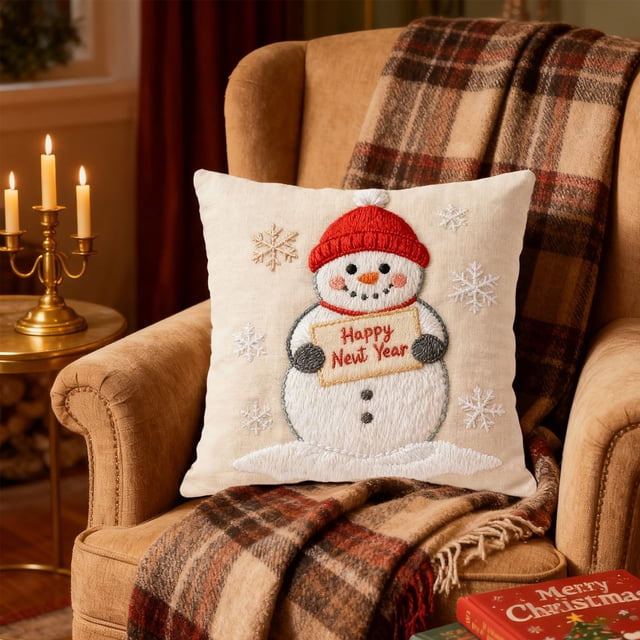 Uuowzo Festive Christmas Decorative Linen Pillows Cover with Graphic Print Cute Animals 18x18 Inches Indoor Outdoor Christmas Decorations, C