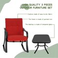 thumbnail image 5 of SOLAURA 3-Piece Outdoor Furniture Patio Bistro Set with Black Chairs and Glass Coffee Table - Red, 5 of 8