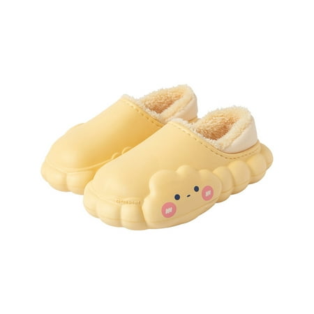

Difumos Women Slippers Slip On House Shoes Cartoon Winter Slipper Outdoor Lightweight Warm Moccasins Breathable Plush Lining Home Shoe Dark Yellow 8.5-9