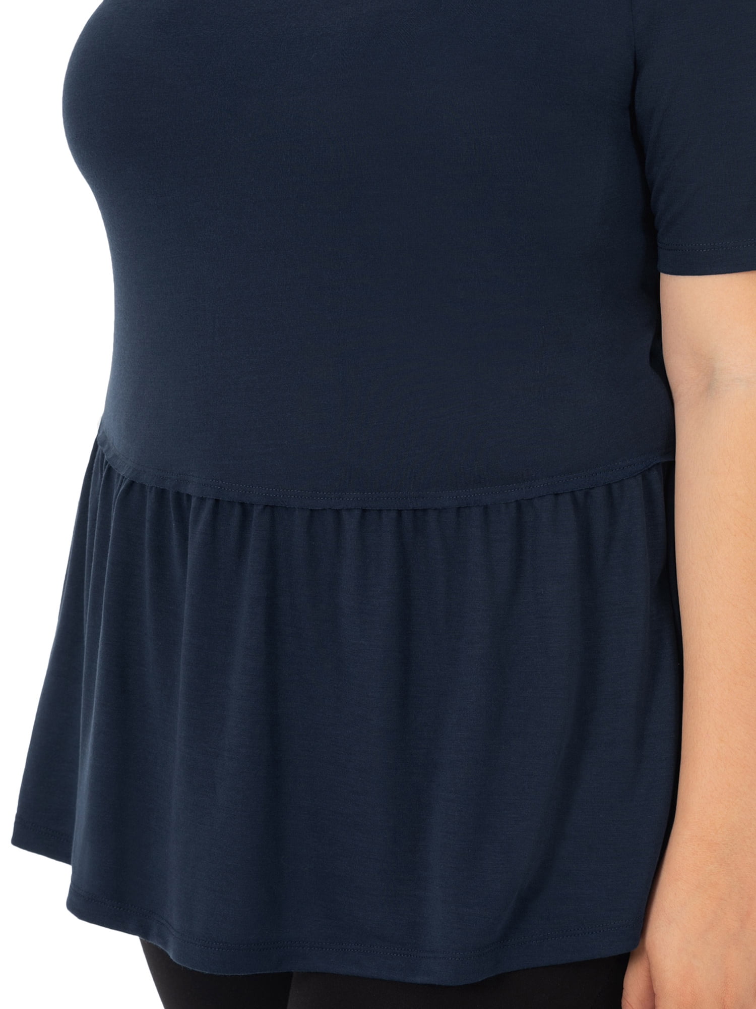 Wright's Women's Plus Size Short Sleeve Crew Neck Classic Peplum Top/Blouse, 1X-4X