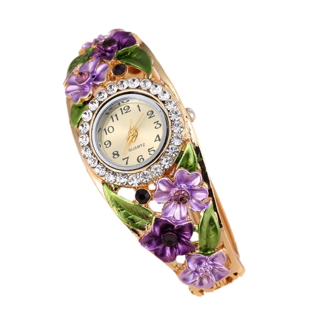 Reloj de pulsera elegante y moderno de cuarzo para mujer con diamantes de imitación y brazalete de aleación (#4)