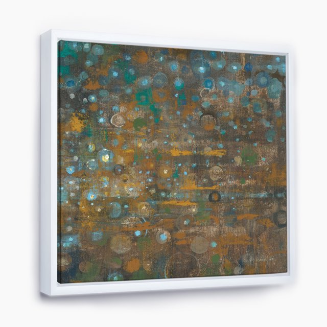Blue and Bronze Dots on Glass IV - Cabin & Lodge Framed Canvas