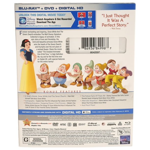 Disney Snow White And The Seven Dwarfs Blu Ray Dvd Digital Walmart Com Walmart Com