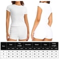 thumbnail image 3 of Conjunto De Pantalones Cortos Ajustados Y2K Conjunto de chándal ajustado de 2 piezas Conjunto casual de manga corta Trajes de mujer (Blanco L) Cgtredaw  Para estrenar, 3 of 9