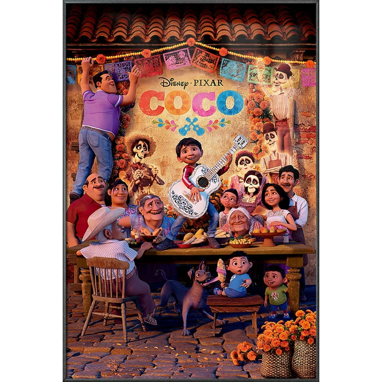 Coco - Framed Disney / Pixar Movie Poster (Regular Style B - The Family) ( Size: 25 X 37) (Metallic Anthracite Plastic Frame) 