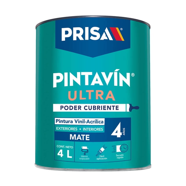 Pintura Vinil Acrílica PRISA PINTAVÍN ULTRA Blanco Mate 4L