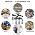 thumbnail image 4 of JUNWELL 10PCS Black Serving Utensils Set Stainless Steel Flatware with Serving Spoons Slotted Spoons Serving Forks Tongs Butter Cutter Cake Server Rust-Proof Metal Tableware Kit, 4 of 10