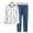 White 01, variant on Kids Pajamas Set 2 Piece Cotton Long Sleeve Round Neck Top and Elastic Waist Pant Sets with Cute Prints 8-14 Years (10-11 Years, Blue 01)