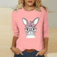 thumbnail image 2 of successthop Bunny Shirts for Women Bunny Casual 3/4 Sleeve Beach T Shirts Crewneck Shirts Spring Holiday Clothes Pink XL, 2 of 4