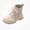 Beige, variant on Girls Patent Combat Ankle Boots, Lace Up Closure, Side Zipper, Heart Embroidery Detail, Rugged Chunky Lug Sole Booties Beige Size 13 Little Kids