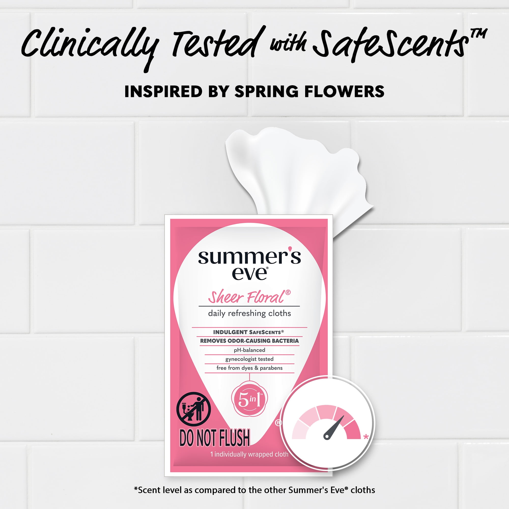 (6 pack) Summer’s Eve Sheer Floral Daily Feminine Wipes, 12 Count