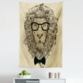 thumbnail image 1 of Indie Tapestry, Lion Character Portrait with Glasses and Bowtie Hipster Smart Cool Dandy, Fabric Wall Hanging Decor for Bedroom Living Room Dorm, 5 Sizes, Sand Brown Black Yellow, by Ambesonne, 1 of 1