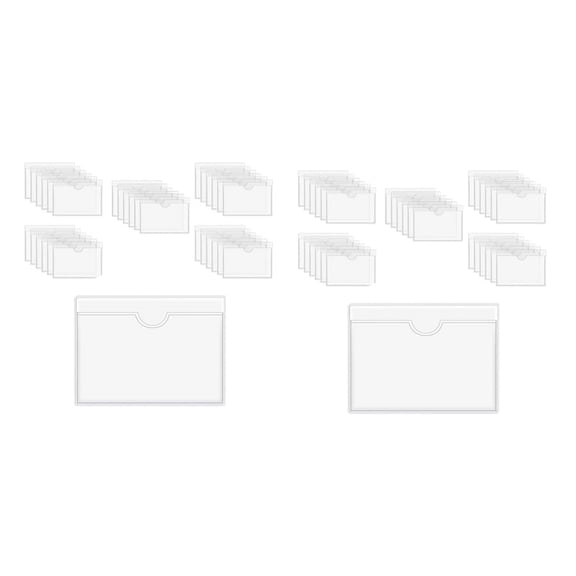 120Pcs Self-Adhesive Label Holder Card Pockets Label Holder Clear Library Card Holders with Top Open for Index Cards,120 x self-adhesive index card holders,transparent