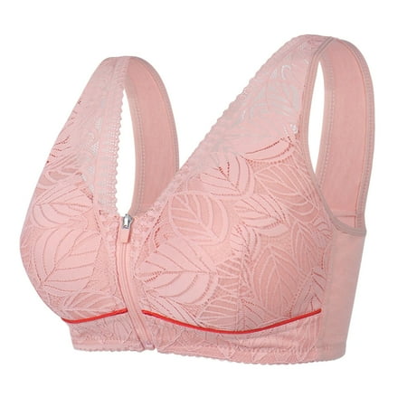 

eczipvz Plus Size Lingerie Post Bra Front Closure Unpadded Wirefree Sport Racerback Posture Pink 44