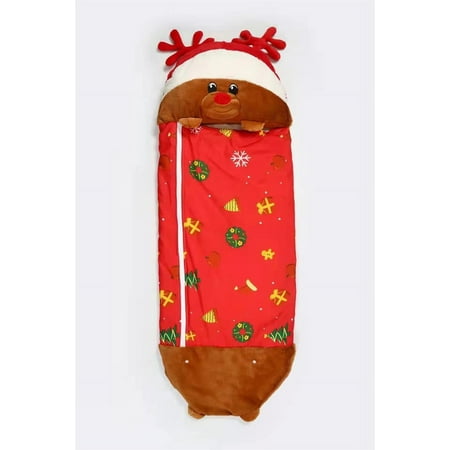 

Sleeping Bag 2-in-1 Foldable Cute Elk Cartoon Animal Lazy Sleeping Bag Anti-Kick Quilt With Pillow Comfortable Soft Warm For Children