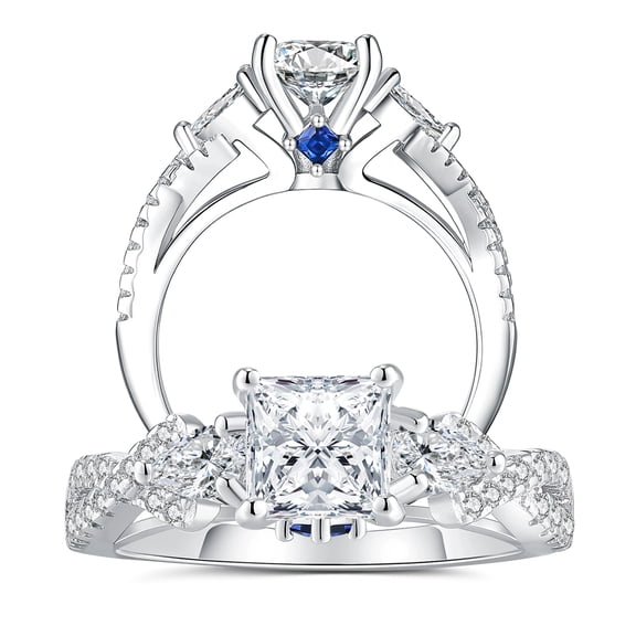 SFTING Engagement Rings for Woman 5A CZ Princess Cut Wedding Rings for Woman Silver Plated Promise Anniversary Size 7