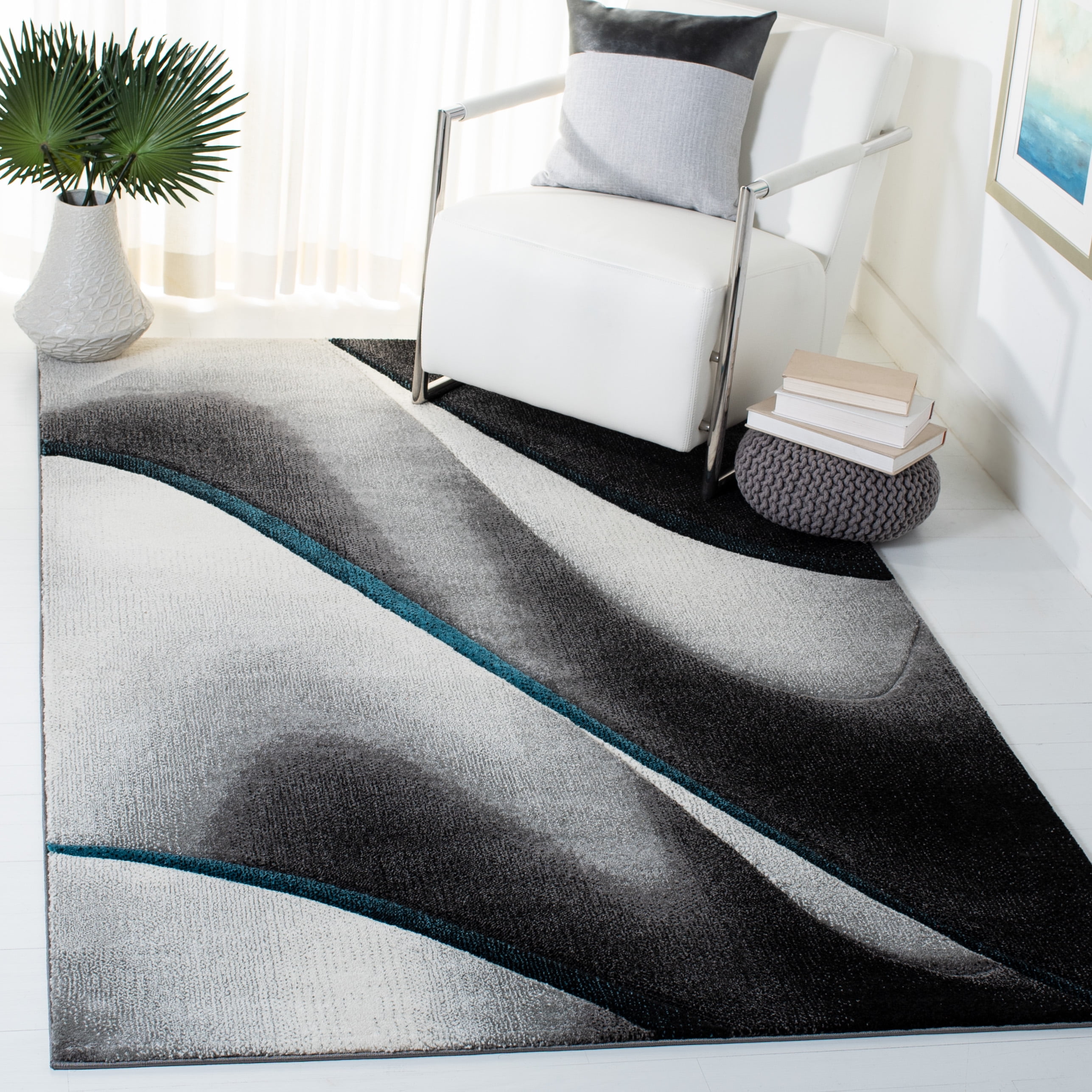 SAFAVIEH Hollywood Candyce Abstract Area Rug, Grey/Blue, 4' x 6'