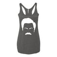 thumbnail image 2 of Wild Bobby, White Parks and Rec Fans Ron Swanson Mustache Face Silhouette, Pop Culture, Women Tri-Blend Racerback Tank Top, Premium Heather, Small, 2 of 4