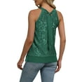 thumbnail image 5 of Sequin Tank Tops for Women Satin Silk Backless Sleeveless Camisole Party Club Sexy Going Out Top Glitter Club Outfits Ruched Flowy Shiny Party Concert Tunics Tops, 5 of 7