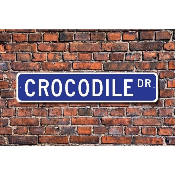 Crocodile Crocodile Gift Crocodile Sign Crocodile decor Crocodile expert dangerous animal Metal Sign Size: 4 x 16 Inch