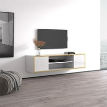 Goldie Floating TV Stand for TVs up to 75", Modern High Gloss 65" Entertainment Center, Wall Mounted TV Media Console with Storage Cabinets