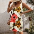 thumbnail image 5 of Tropical Print Dress for Women Sleeveless V Neck Summer Mini Dress Casual Vacation Beach Sundress, 5 of 6