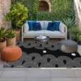 thumbnail image 2 of Boho Geometric Outdoor Rug for Patio/Deck/Porch, Non-Slip Large Area Rug 4 x 6 Ft, Modern Abstract Sun Lines Black Indoor Outdoor Rugs Washable Area Rugs, Reversible Camping Rug Carpet Runner, 2 of 8
