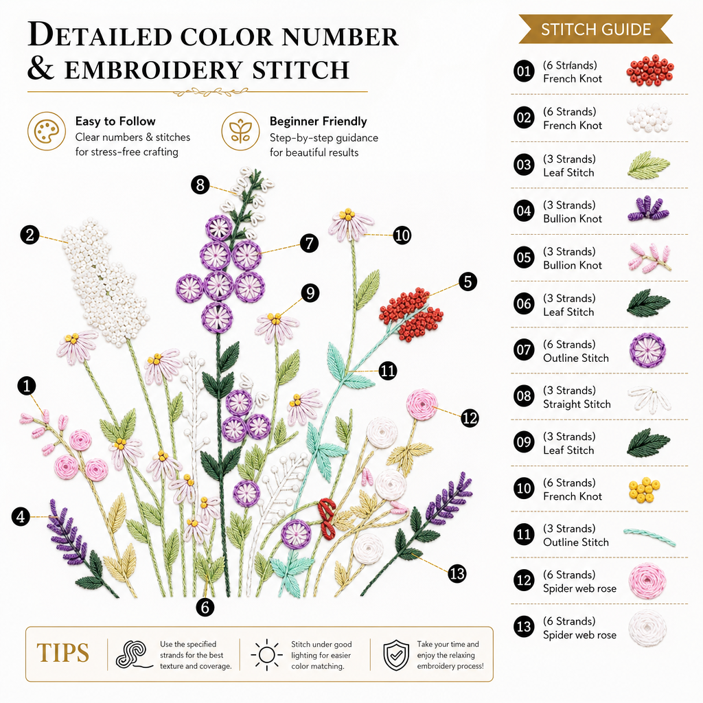 Vetpw Tote Bag Embroidery Kit for Beginners with Floral Pattern photo 8