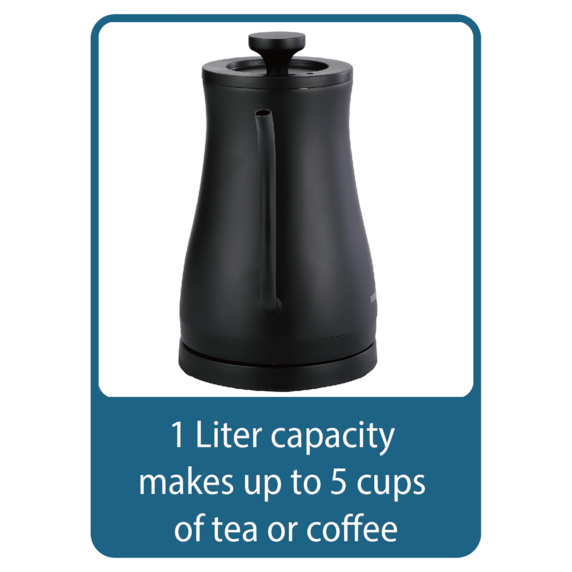 Farberware 1 Liter Gooseneck Electric Kettle, Black