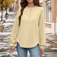 thumbnail image 4 of WTOBBY Women's Lightweight Button Detail Hoodie, Long Sleeve Casual Pullover, Preppy Style with Kangaroo Pocket for Essentials and Classic Streetwear Look,Beige XL, 4 of 6