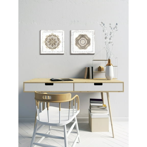 Gango Home Decor Contemporary Serenity & May the Lord Bless You; Two 12x12in Hand-Stretched Canvases