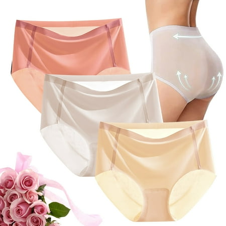 Alitao Womens Underwear Thermal Underwear Cotton Underwear Women s Simple Fashion Casual Mini Panties Silk Pure Color No Breathable Midriff Panty 3 Piece Set Panties for Women Clearance A 2XL