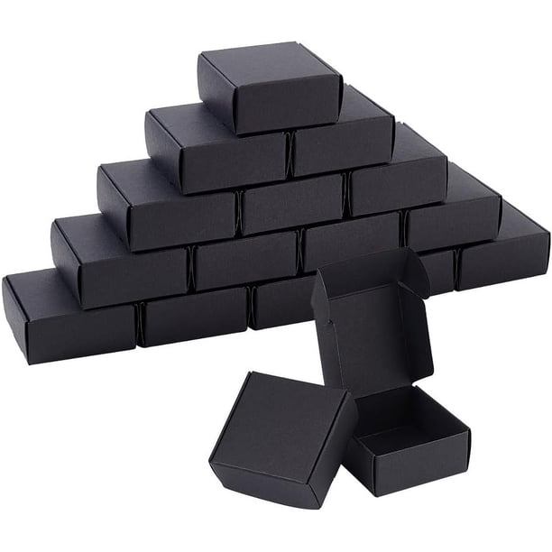 100 mini cajas de cartón de 2,2 x 2,2 x 1 pulgadas, cajas de regalo de cartón negro, cajas Kraft para joyería, pequeñas cajas de envío de cartón corrugado, mini cajas.