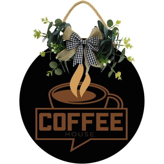 Eveokoki 11" Coffe Cafe House Sign,Coffee Bar Sign Farmhouse Coffee Wooden Sign,Rustic Wood Coffee Table Sign Vintage Coffee Wood Plaque Decor