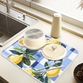 thumbnail image 2 of Yayeee Dish Drying Mat for Kitchen Counter 16" x 18" Microfiber Super Absorbent Coffee Decorative Pad, Cartoon Lemon Leaves, 2 of 9